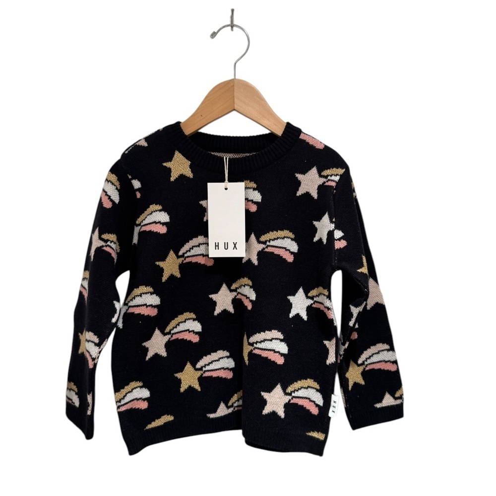 Huxbaby Black Knit Sweater with Shooting Stars NWT - size 4